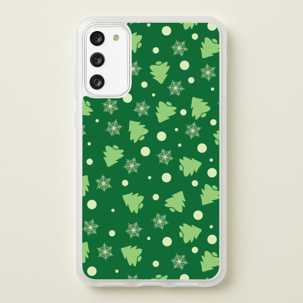 Cartoon Christmas Trees And Snowflakes Pattern Galaxy A41 Case