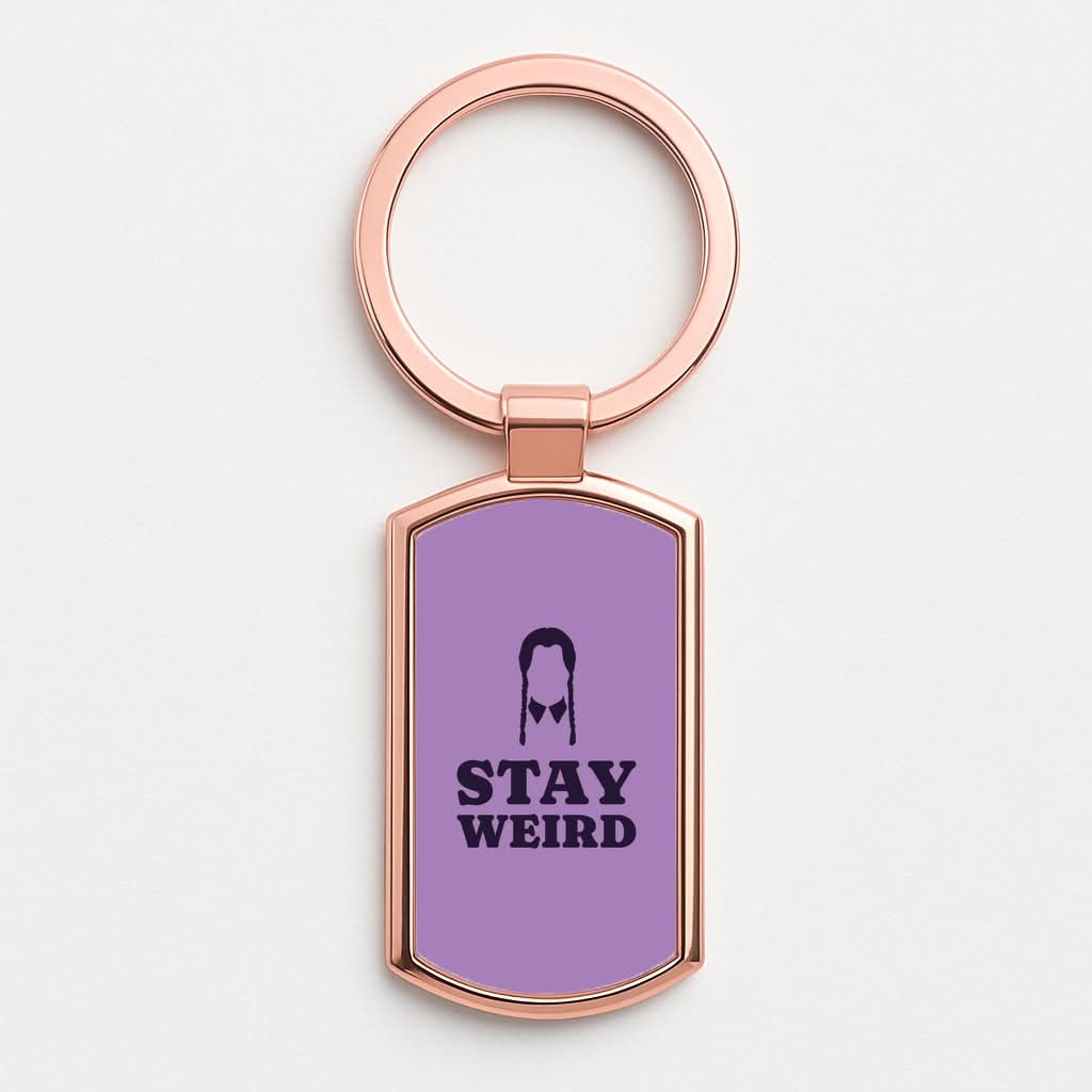 Stay Weird Purple Rose Gold Keyring