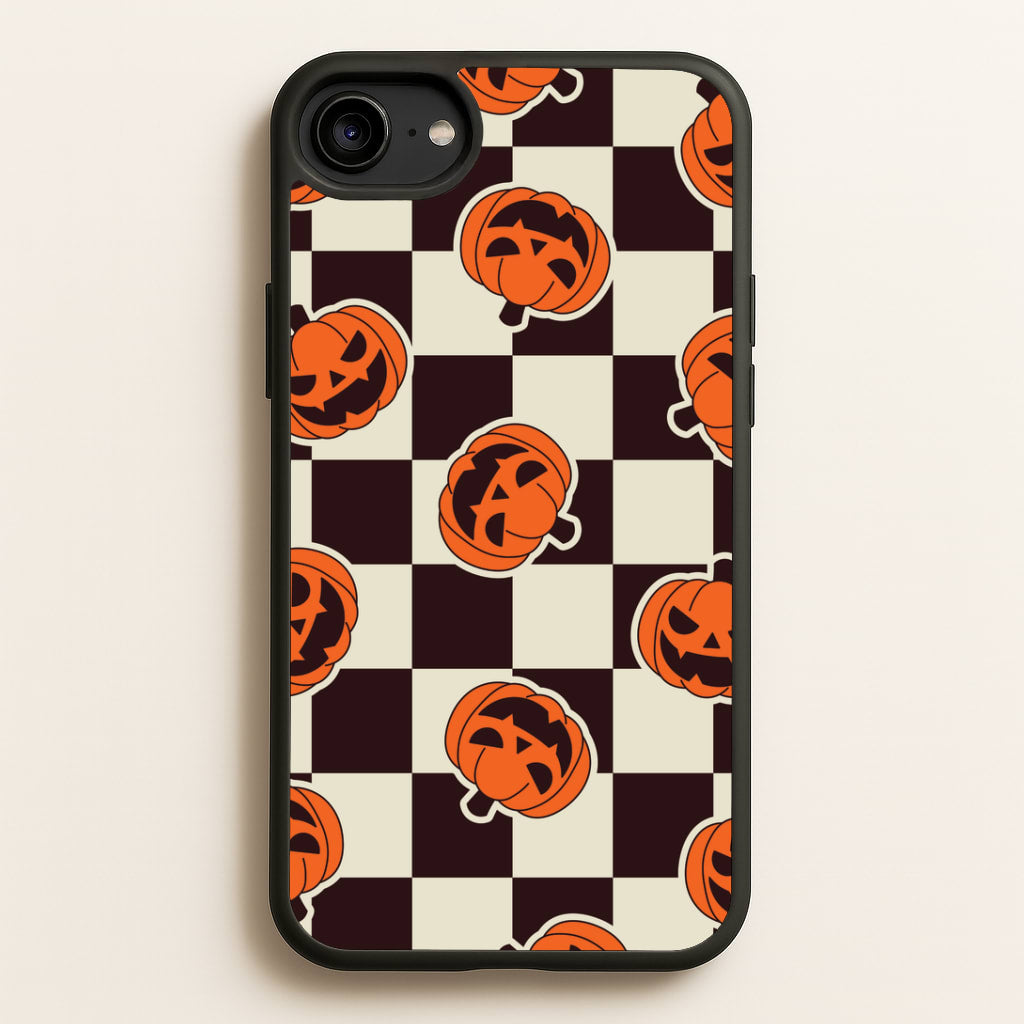 Pumpkin Stickers Checkered Pattern iPhone 6 / 7 / 8 / SE Case