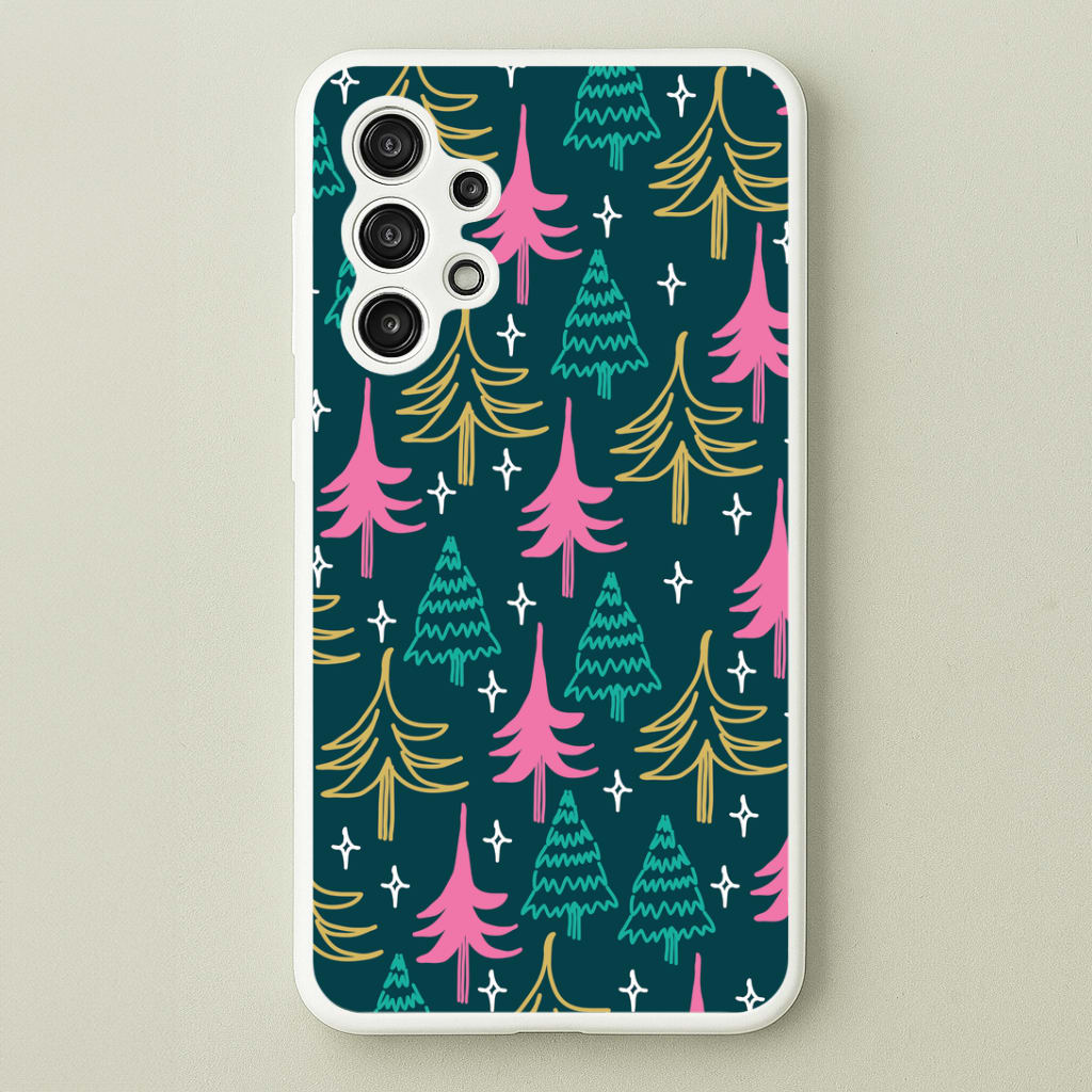 Colourful Sketched Christmas Trees Pattern Galaxy A13 Case