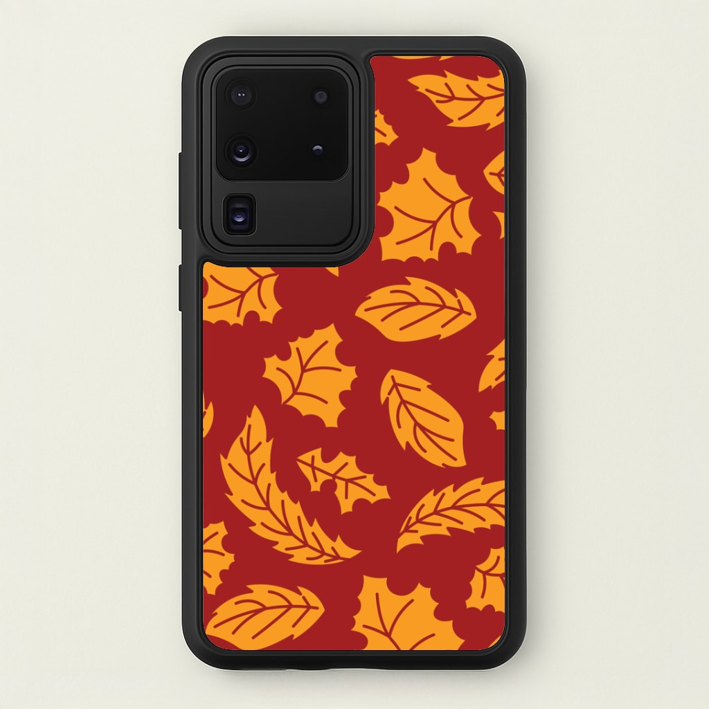 Orange Leaves Pattern Galaxy S20 Ultra Case