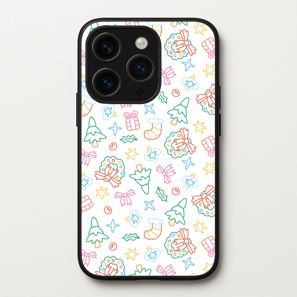 Neon Christmas Icons Pattern II iPhone 14 Pro Max Case