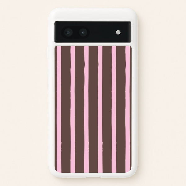 Chocolate & Strawberry Stripes Google Pixel 6a Case
