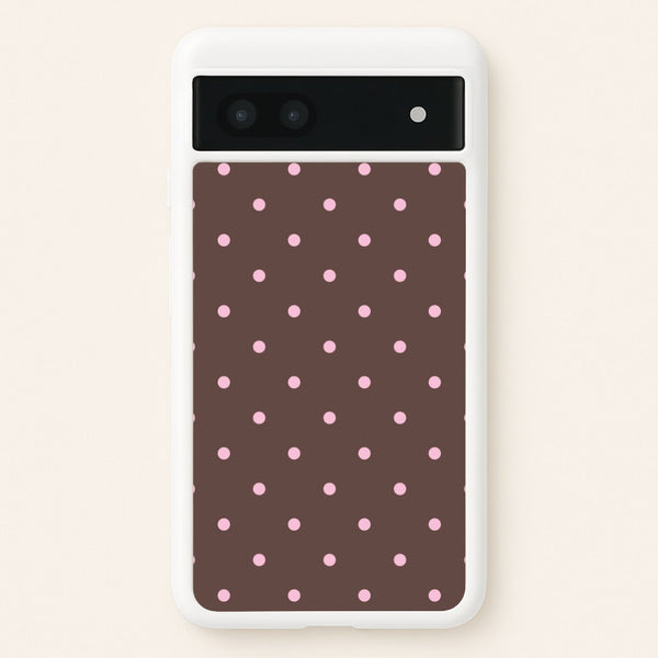 Chocolate & Strawberry Polka Dots Google Pixel 6a Case