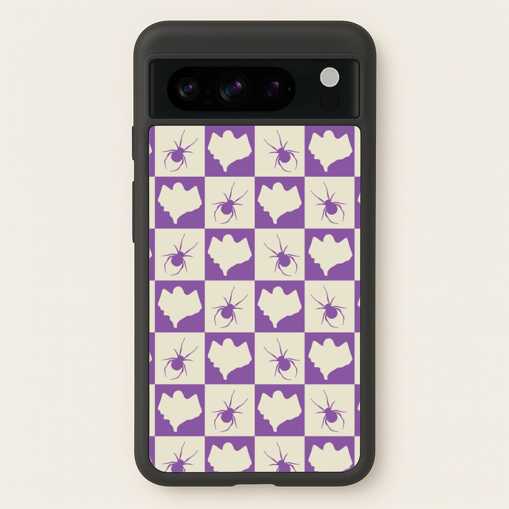 Spiders And Ghosts Checkered Pattern I Google Pixel 8 Pro Case