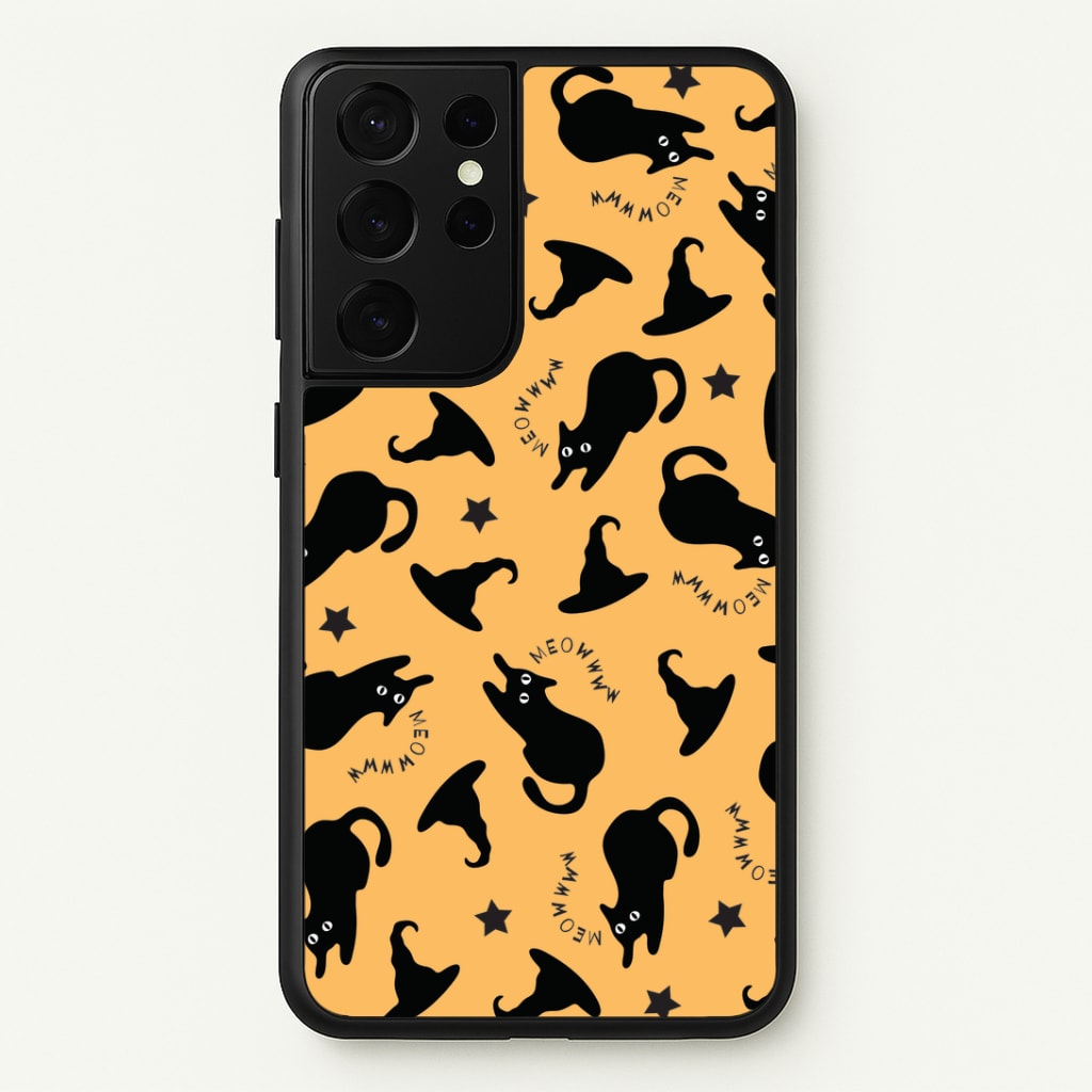 Black Cat And Hats Pattern Galaxy S21 Ultra Case