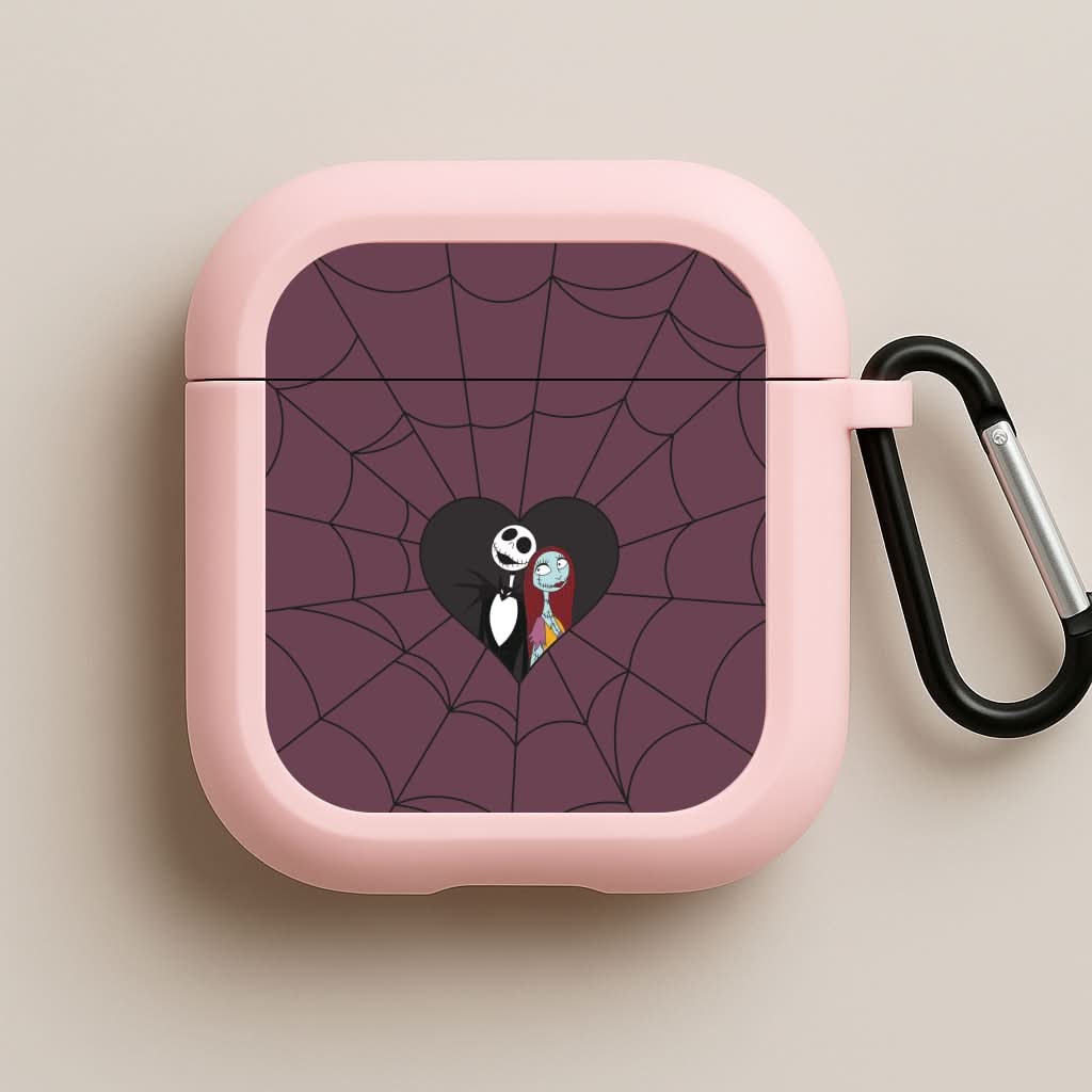 J And S Cobweb Heart Pink AirPods Case