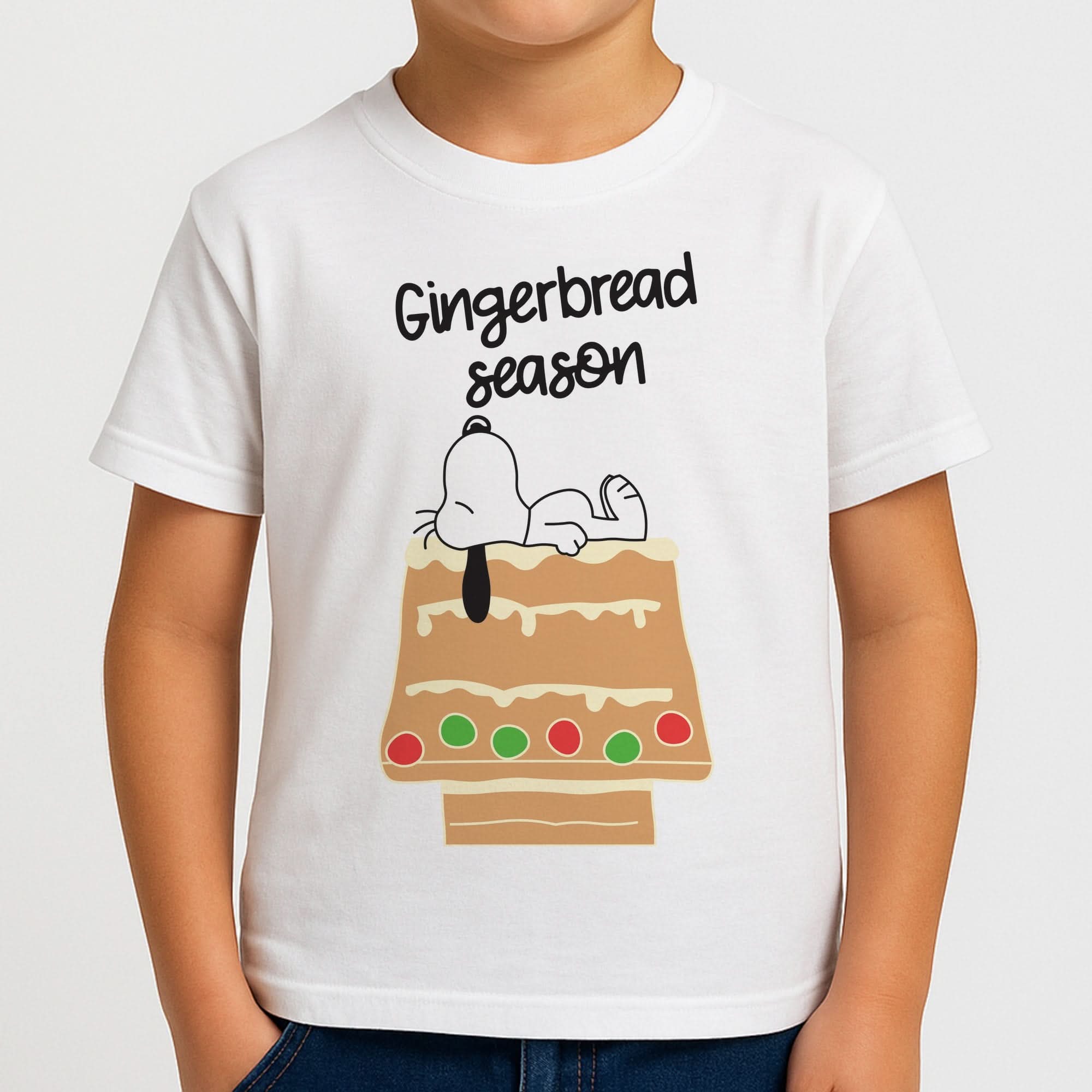 Cartoon Beagle Gingerbread House Boys T-Shirt