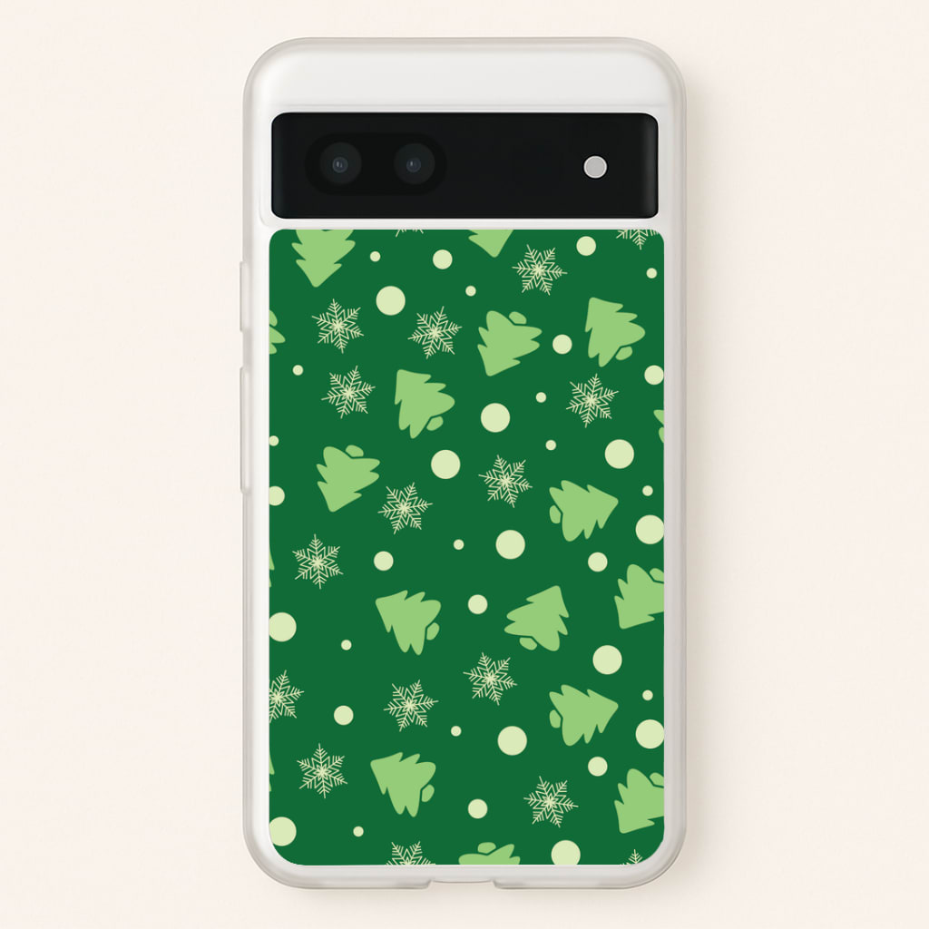 Cartoon Christmas Trees And Snowflakes Pattern Google Pixel 6a Case