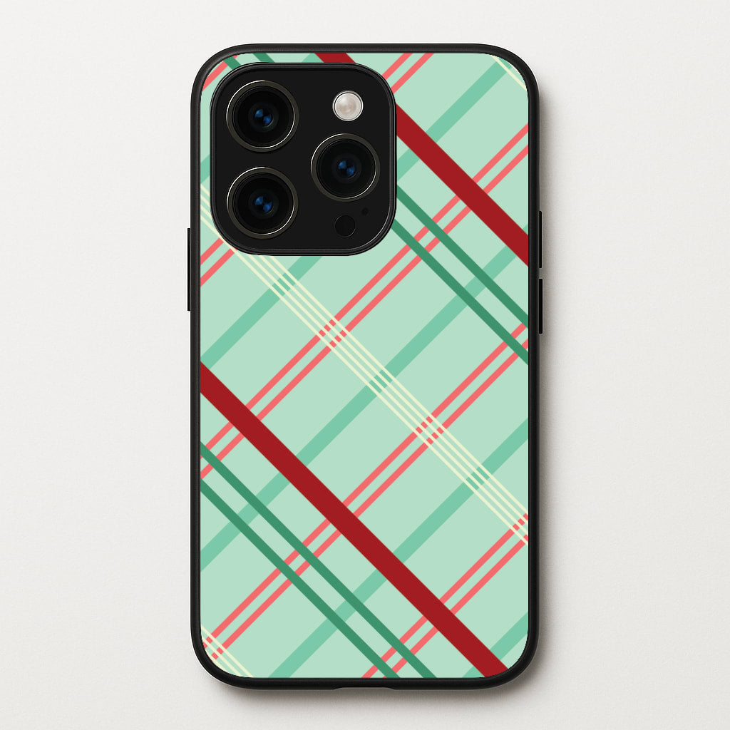 Pastel Tartan Christmas Pattern iPhone 14 Pro Max Case