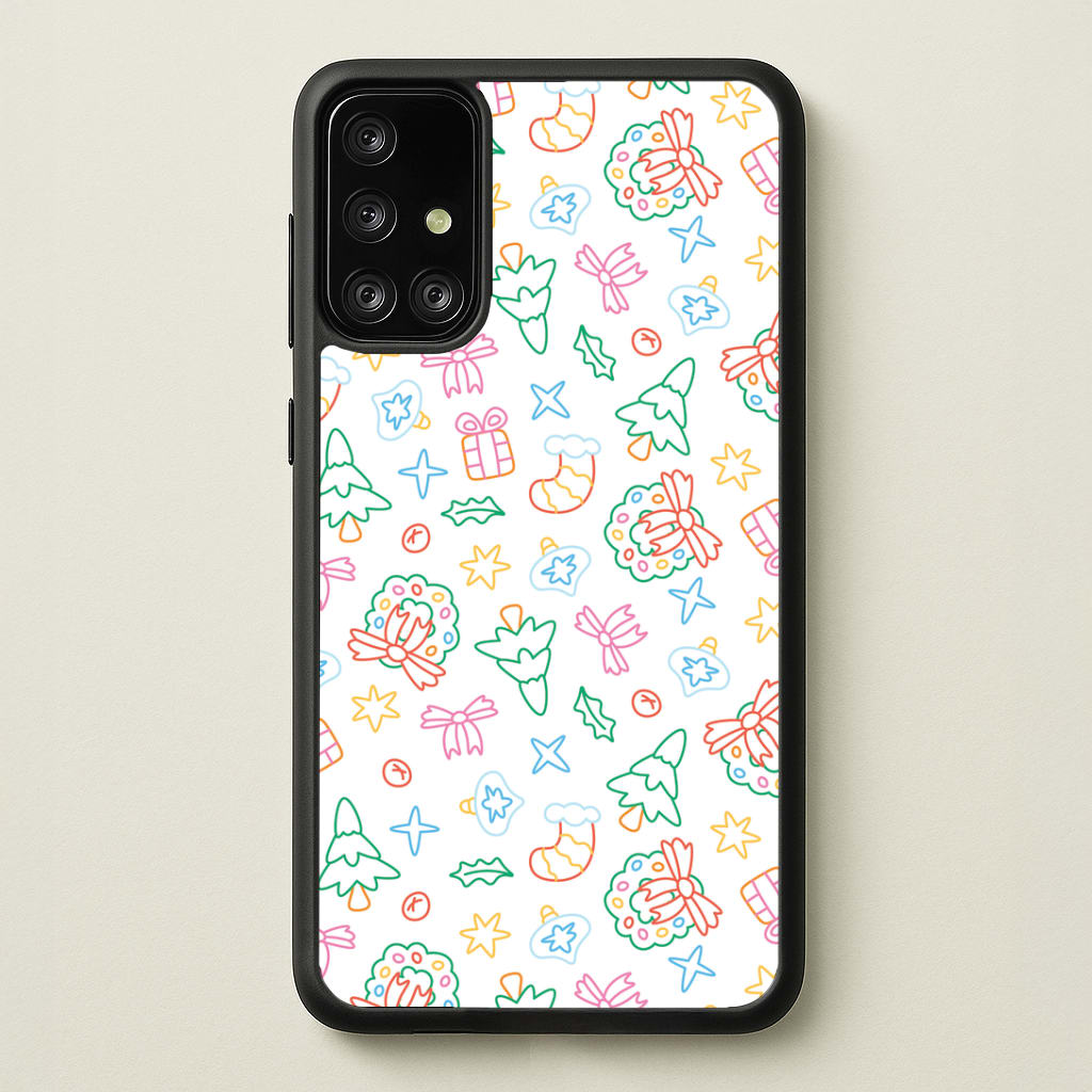 Neon Christmas Icons Pattern II Galaxy A71 Case