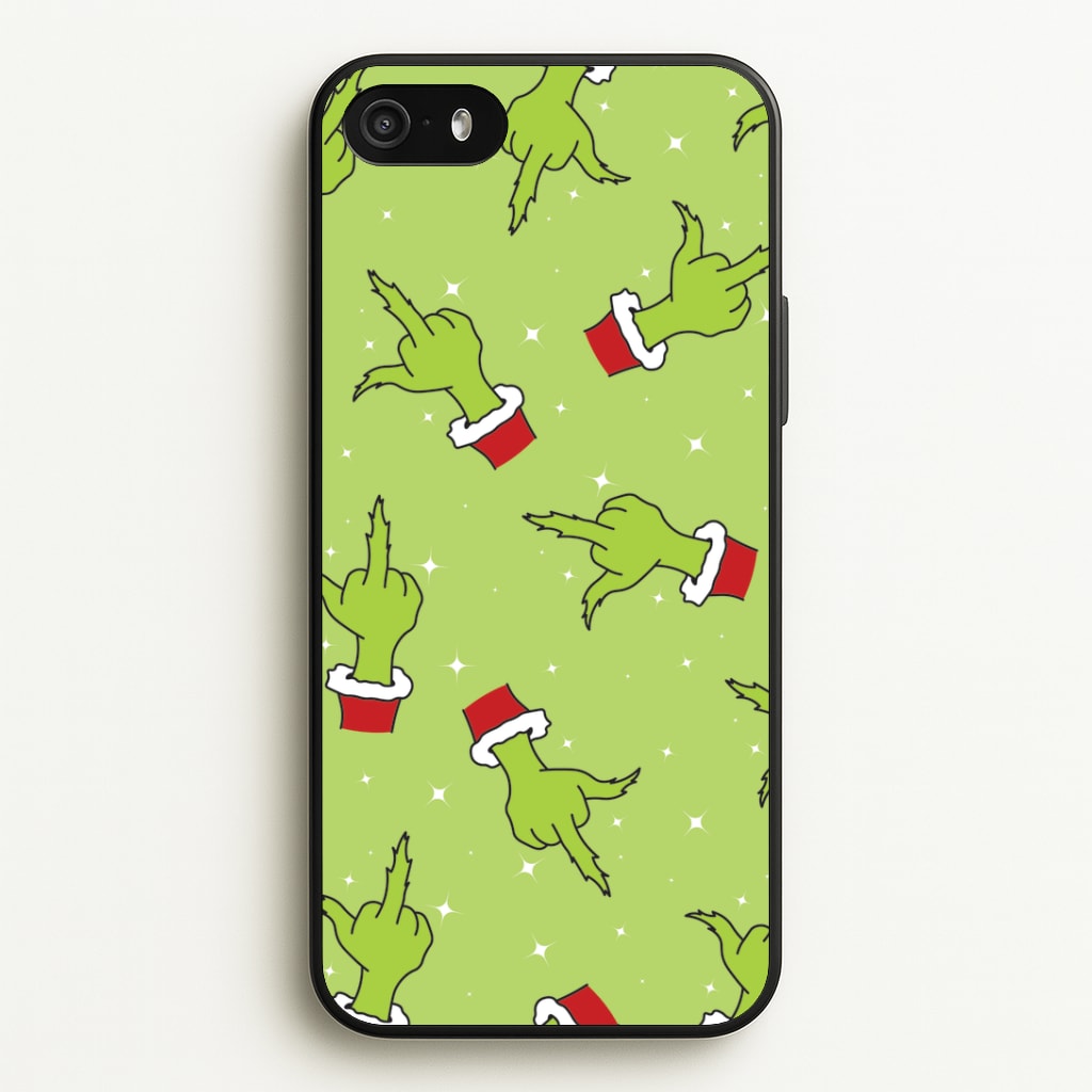Green Middle Finger Christmas Pattern iPhone 5 / 5s / SE 2016 Case