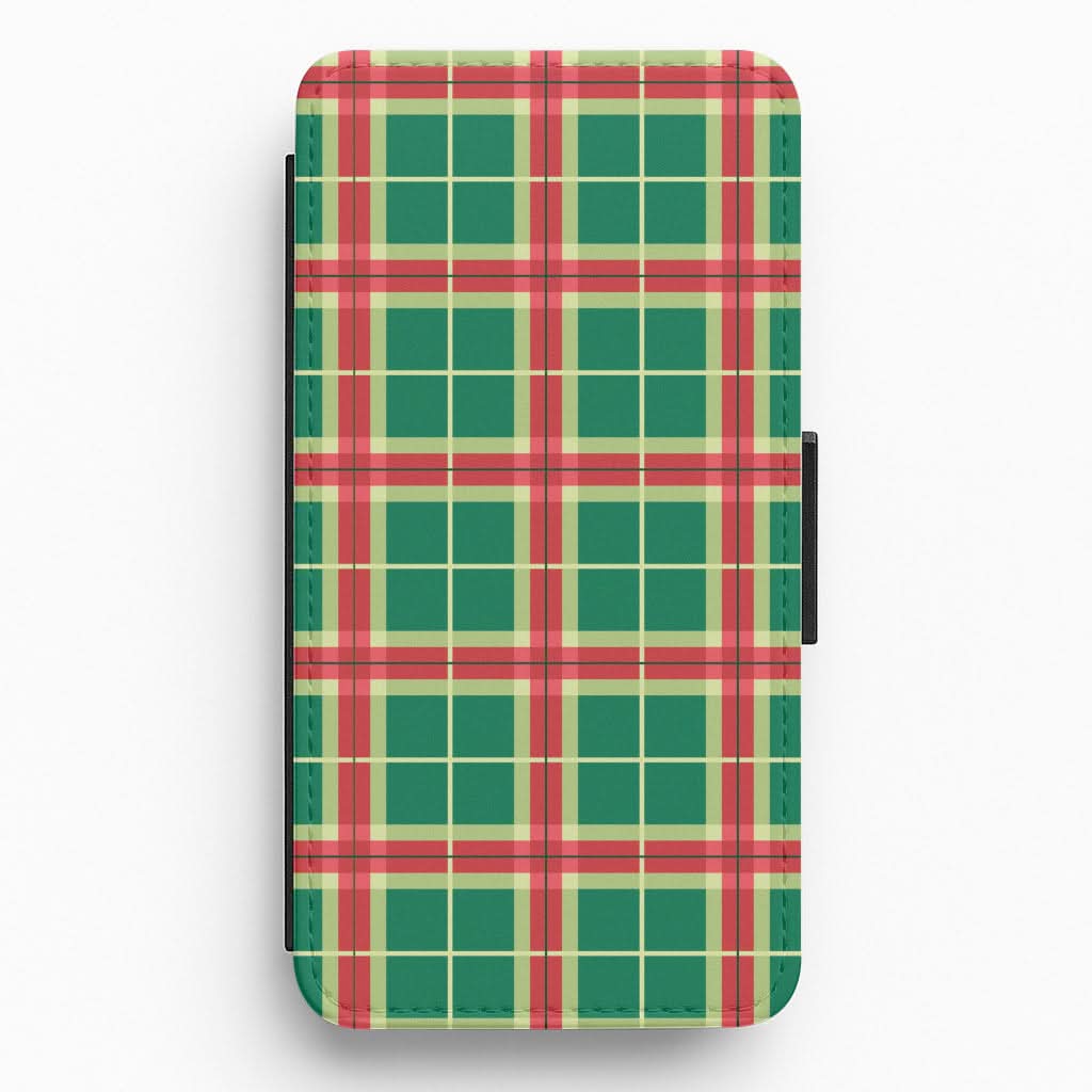 Red And Green Tartan II Christmas Pattern Flip / Wallet Phone Case