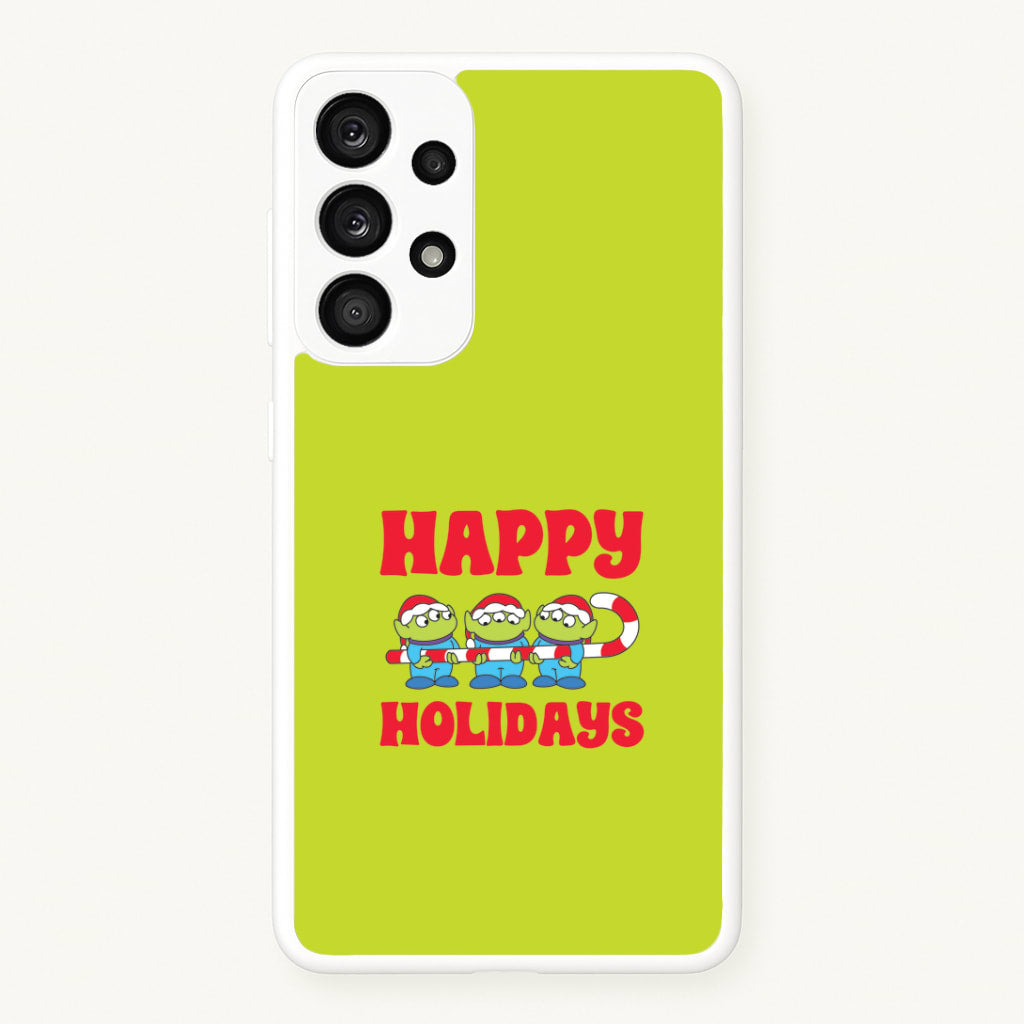 Happy Holidays Cute Green Aliens Galaxy A53 Case