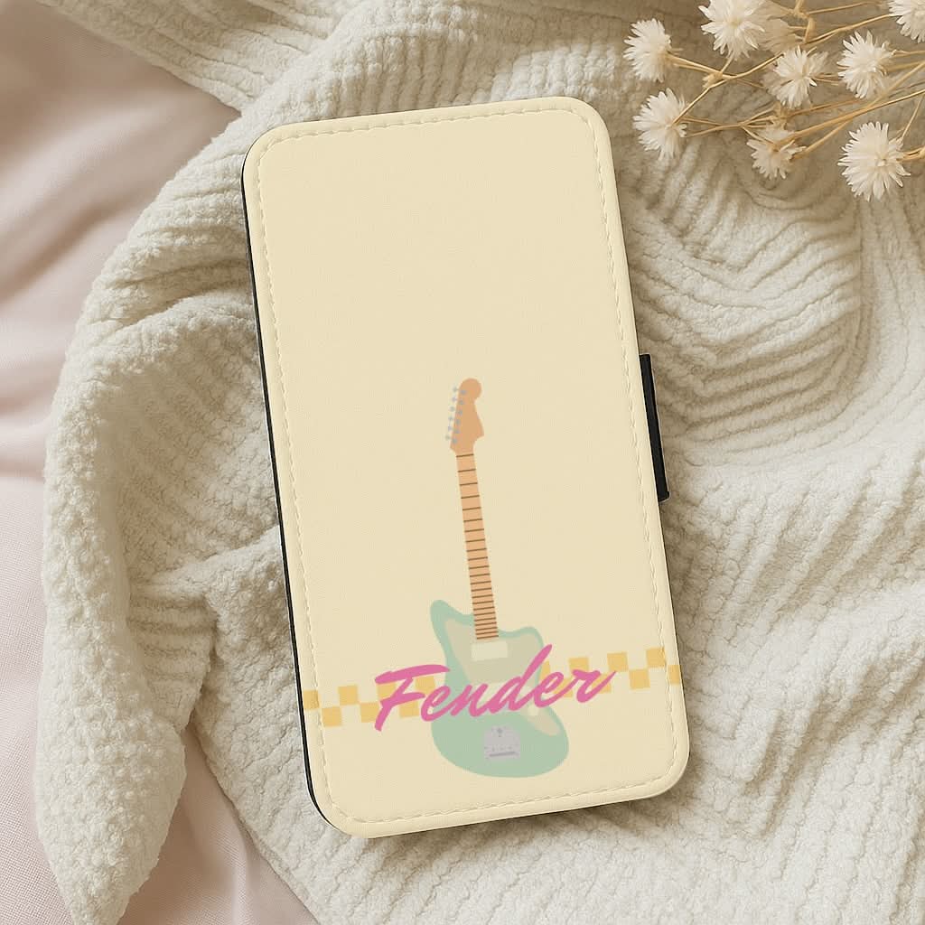 Blue Guitar Fender Leather Phone Case