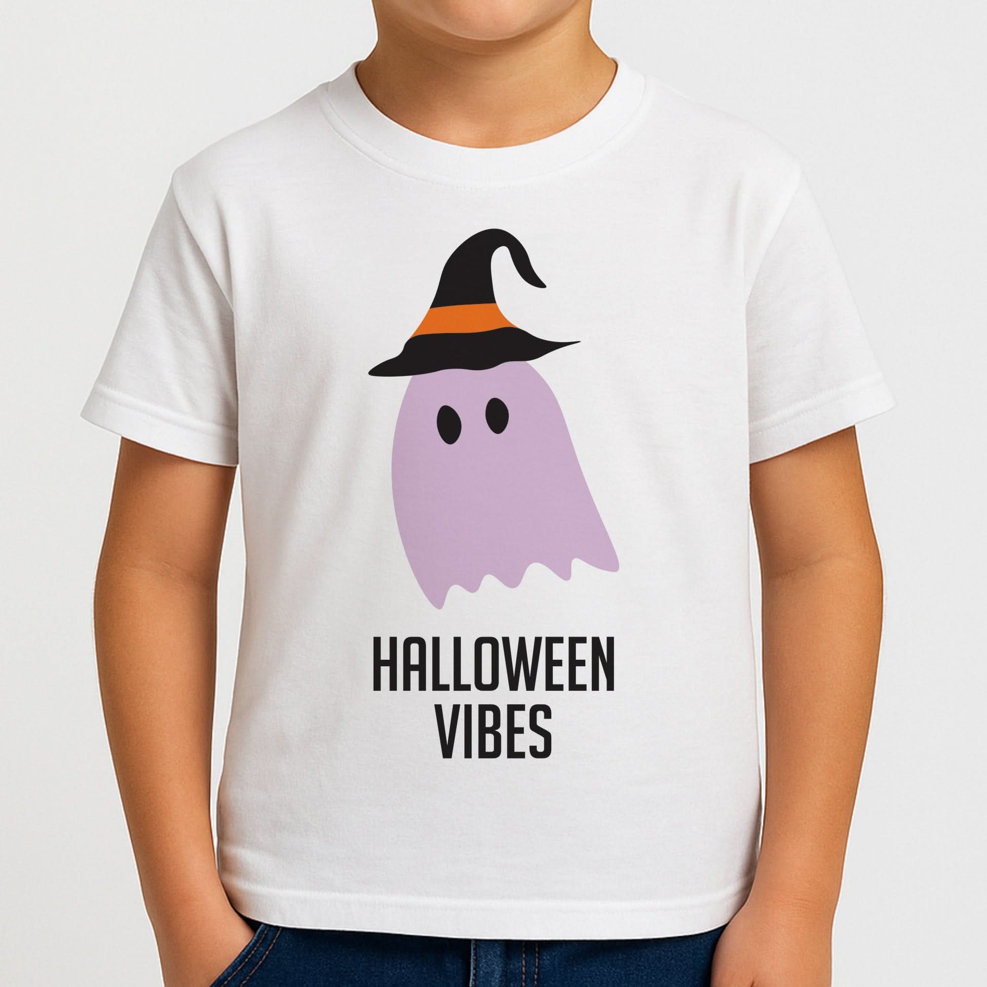 Purple Ghost Halloween Vibes Boys T-Shirt
