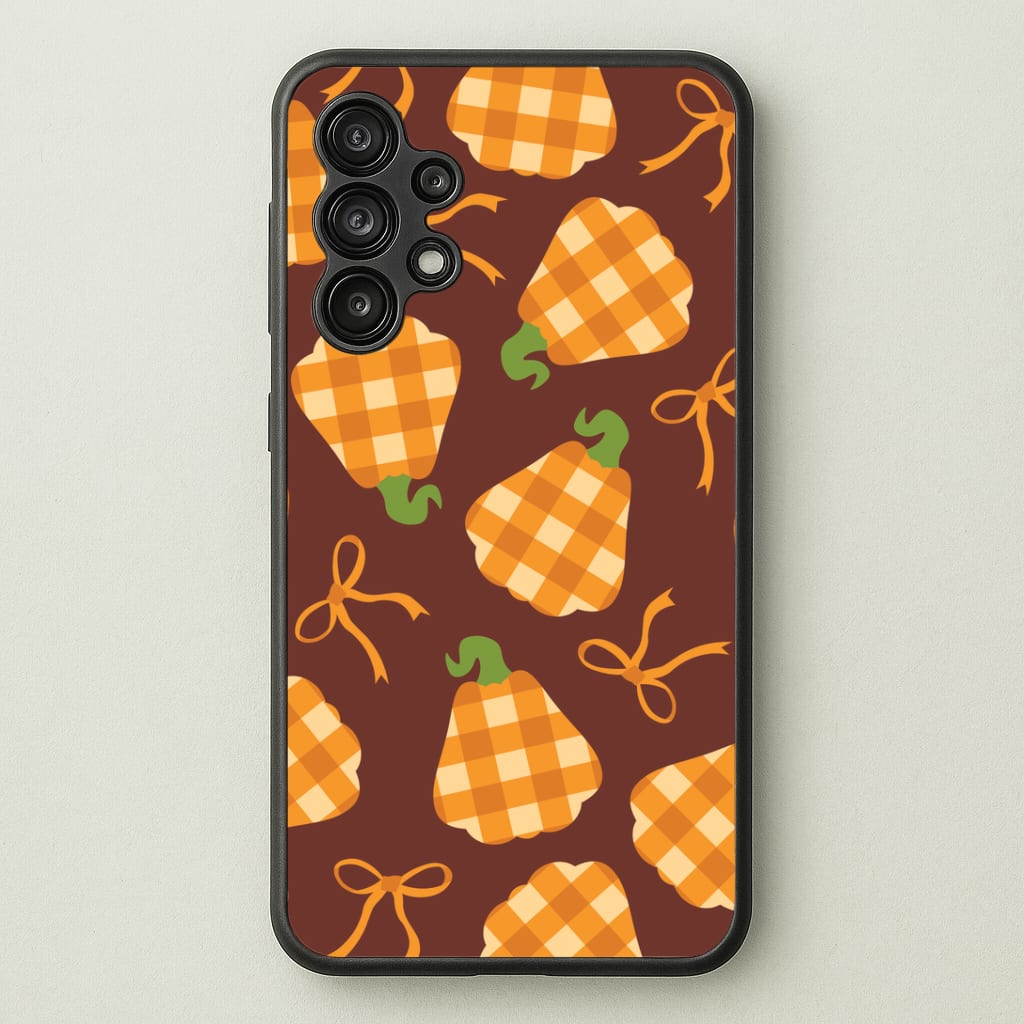 Tartan Pumpkins And Bows Pattern Galaxy A13 Case