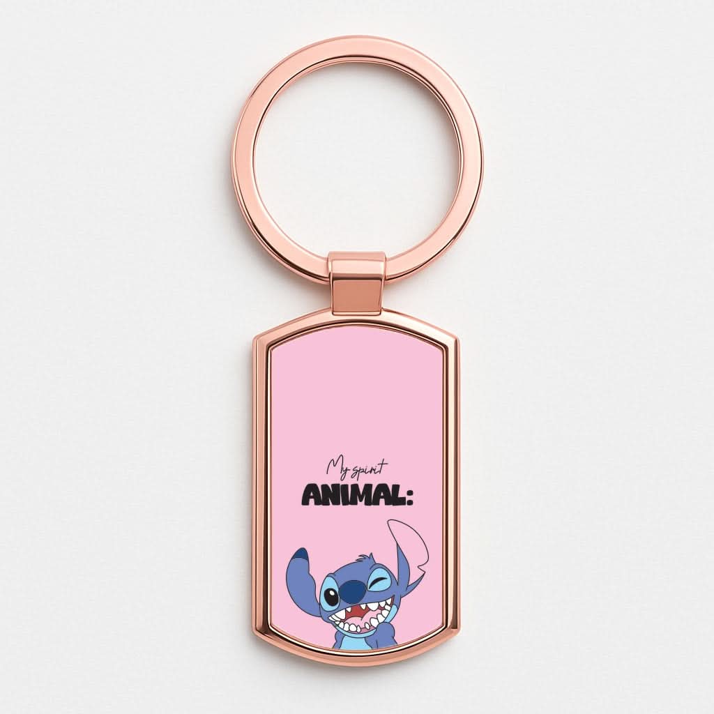 My Sprit Animal Blue Alien Rose Gold Keyring