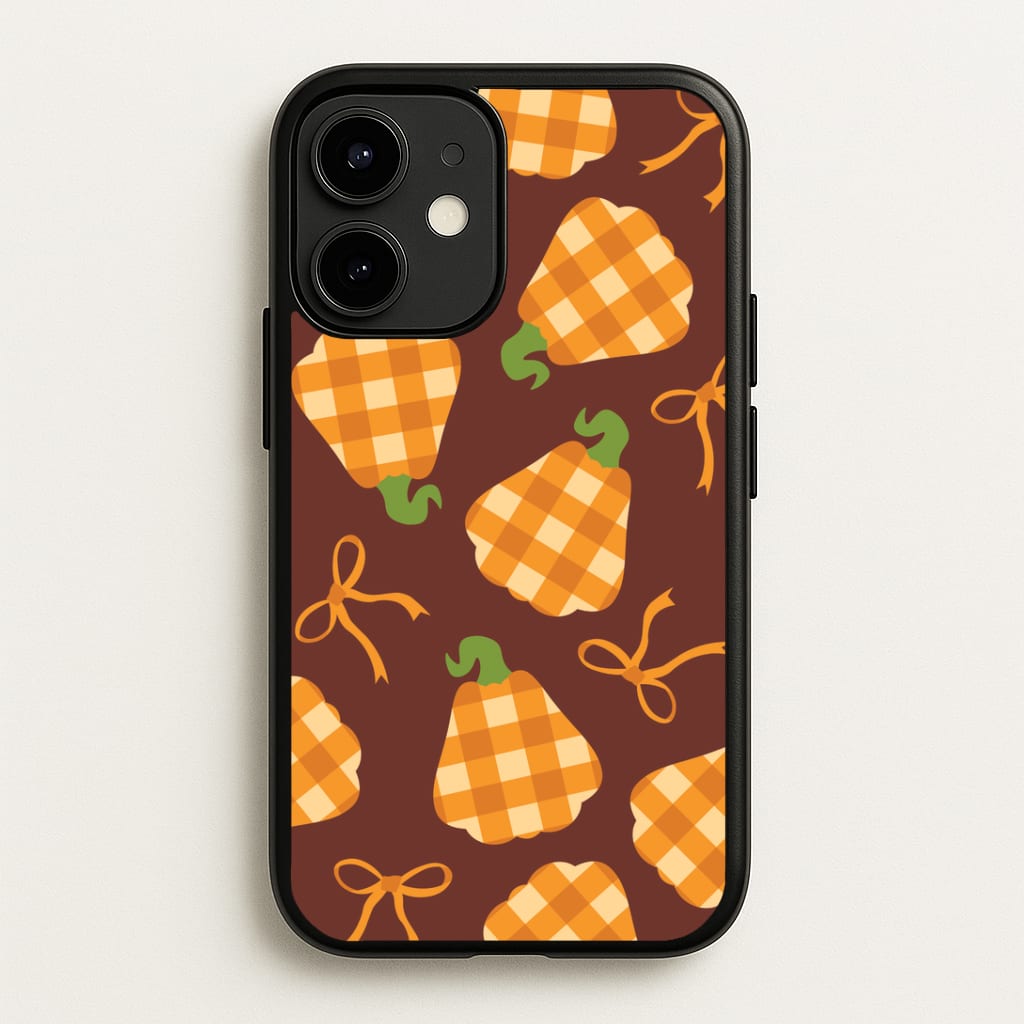 Tartan Pumpkins And Bows Pattern iPhone 12 Mini Case