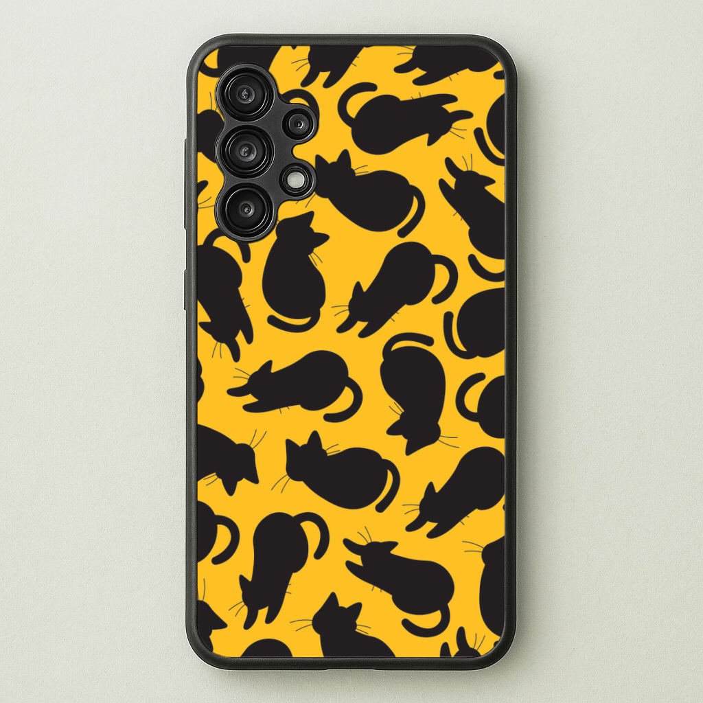 Black Cat Silhouettes Pattern Galaxy A13 Case