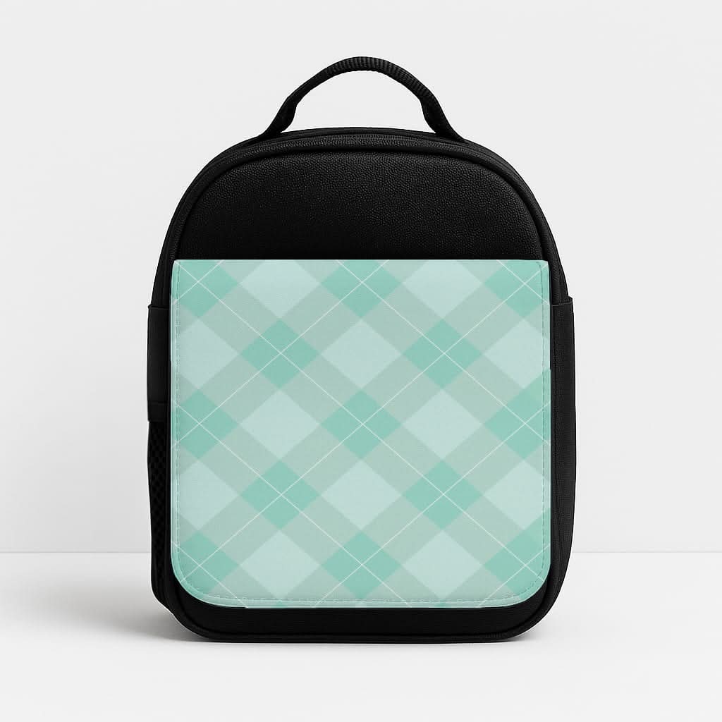 Light Cyan Tartan Christmas Pattern Insulated Lunch Bag