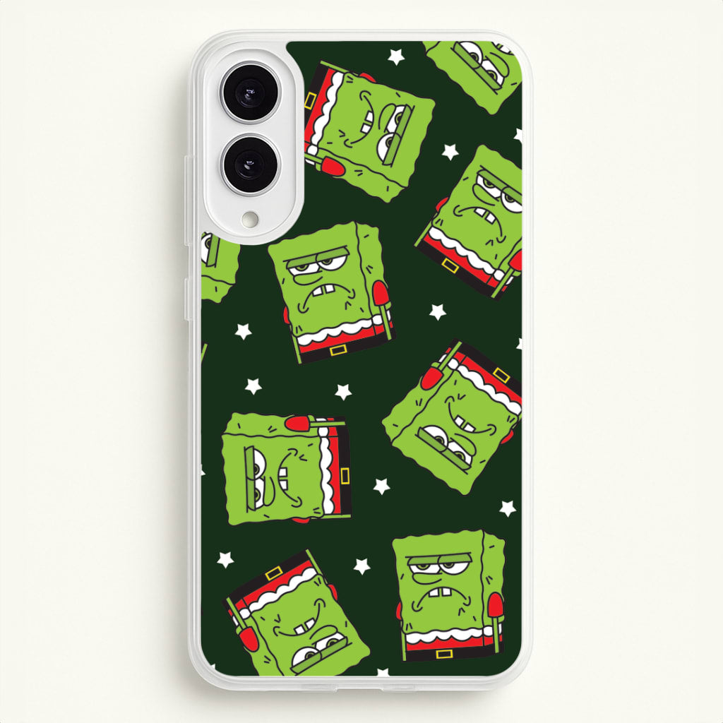 Grumpy Christmas Cartoon Sponge Pattern Galaxy S25 Edge Case