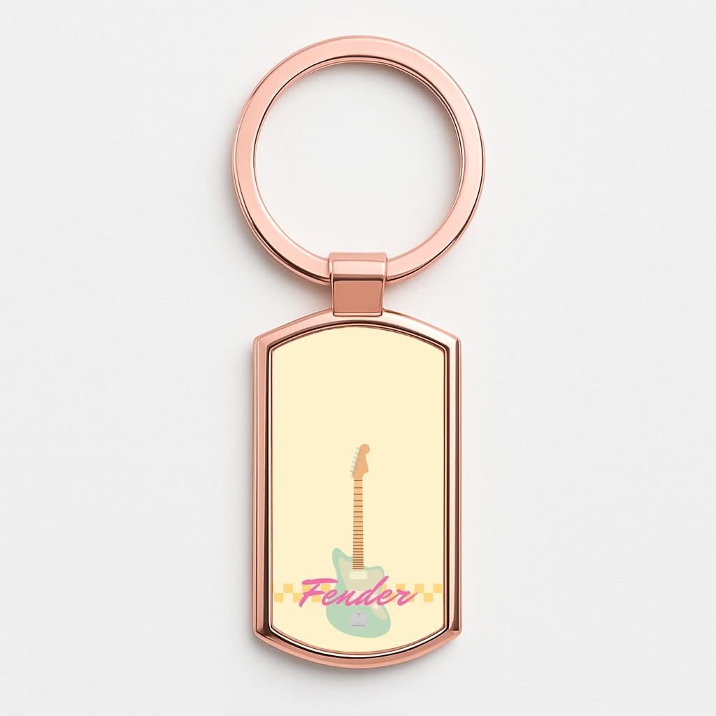 Blue Guitar Fender Rose Gold Keyring