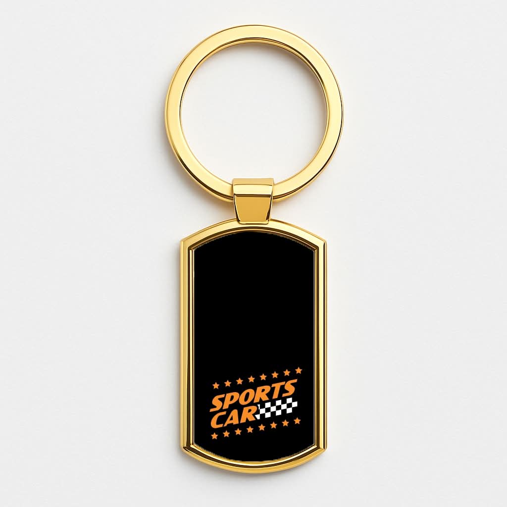Sports Car Gold Keyring