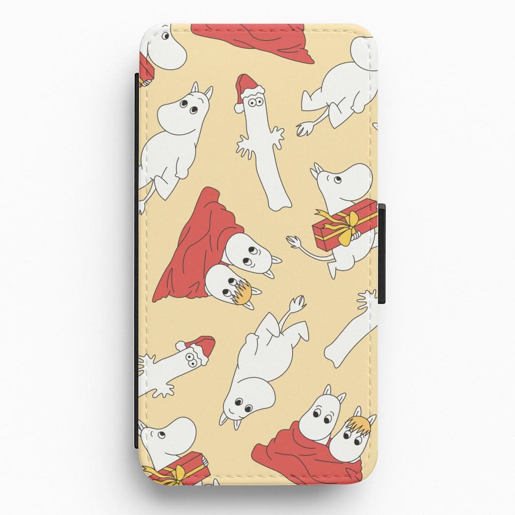 Christmas Mooms Pattern Flip / Wallet Phone Case