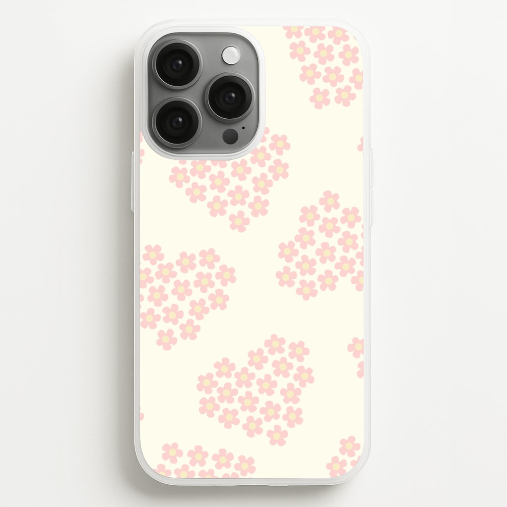 Flower Hearts Pattern iPhone 13 Pro Max Case
