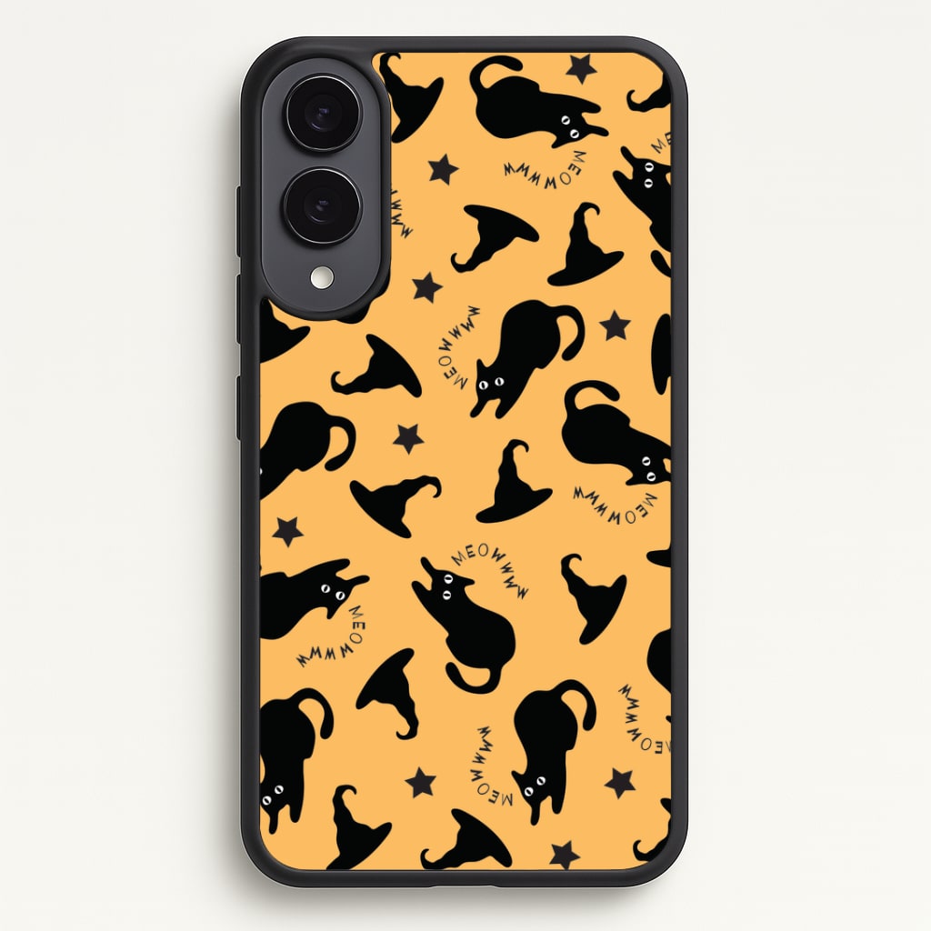 Black Cat And Hats Pattern Galaxy S25 Edge Case