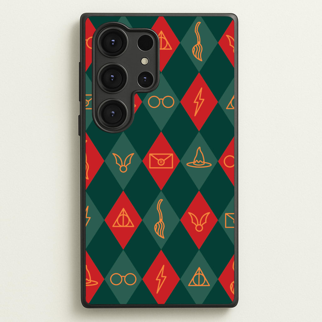Christmas Wizard Icons Argyle Pattern Galaxy S25 Ultra Case