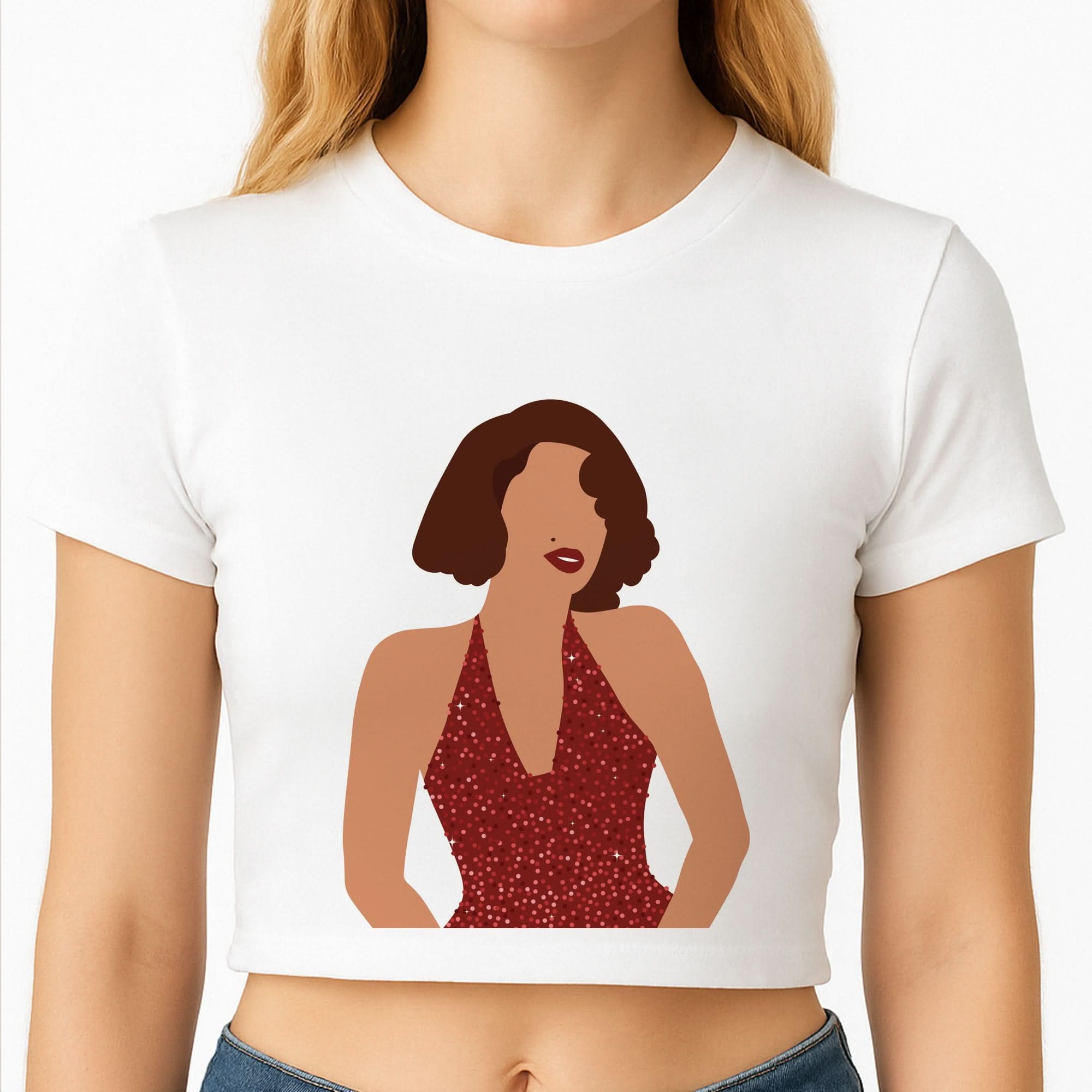 Red Sparkly Dress Crop Top