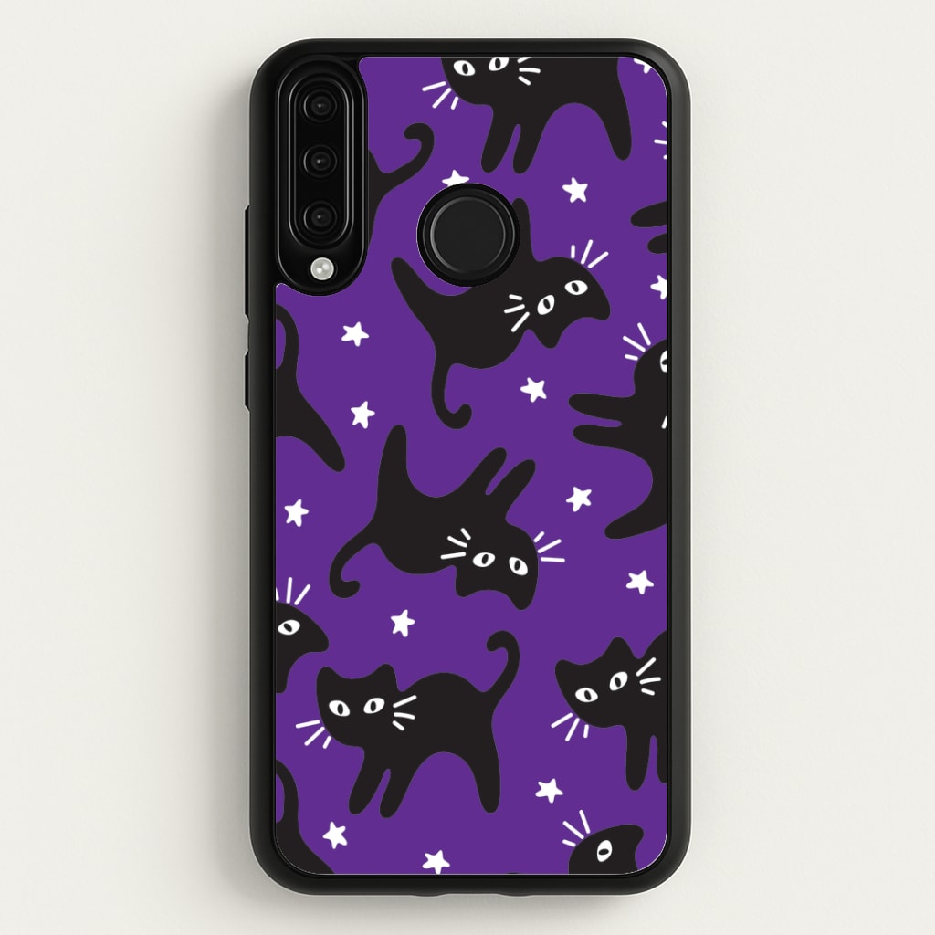 Cartoon Black Cats And Stars Pattern Huawei P30 Lite Case