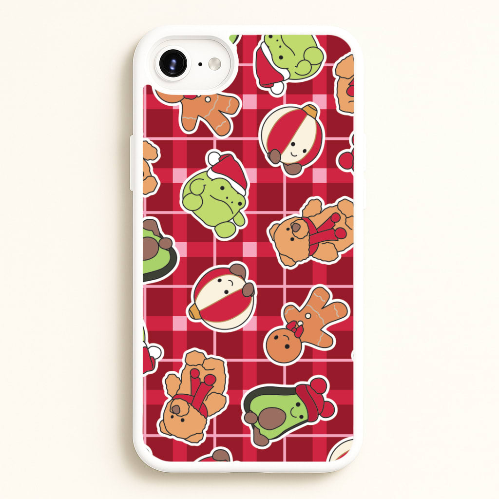 Christmas Plushies Tartan Pattern iPhone 6 / 7 / 8 / SE Case