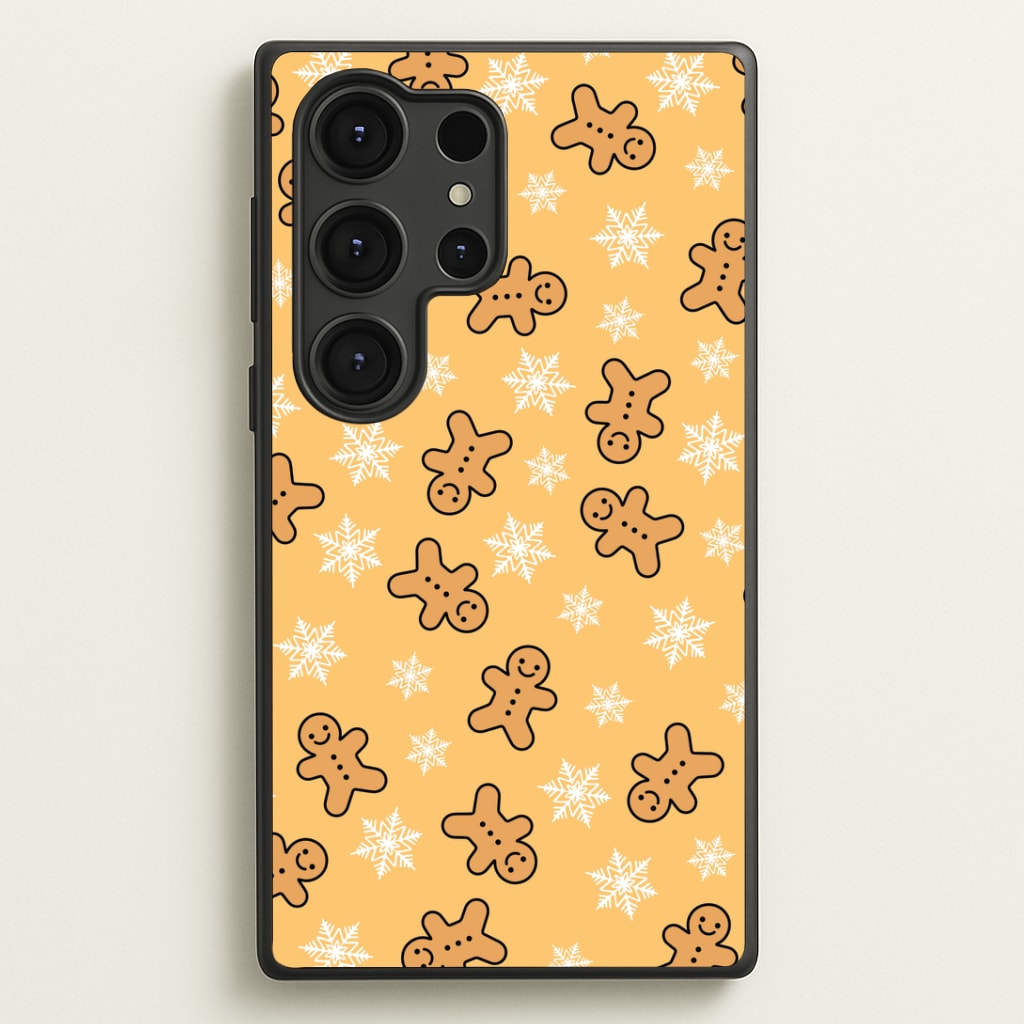 Cute Gingerbread And Snowflakes Pattern Galaxy S25 Ultra Case