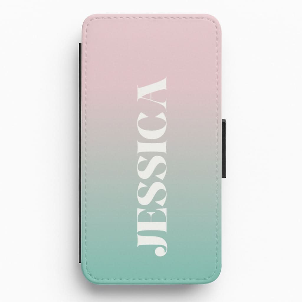 Gradient Personalised Name Flip / Wallet Phone Case
