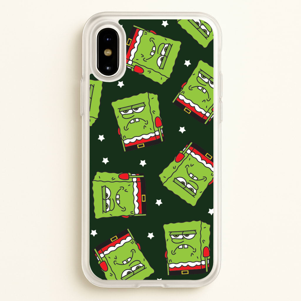 Grumpy Christmas Cartoon Sponge Pattern iPhone X / XS Case