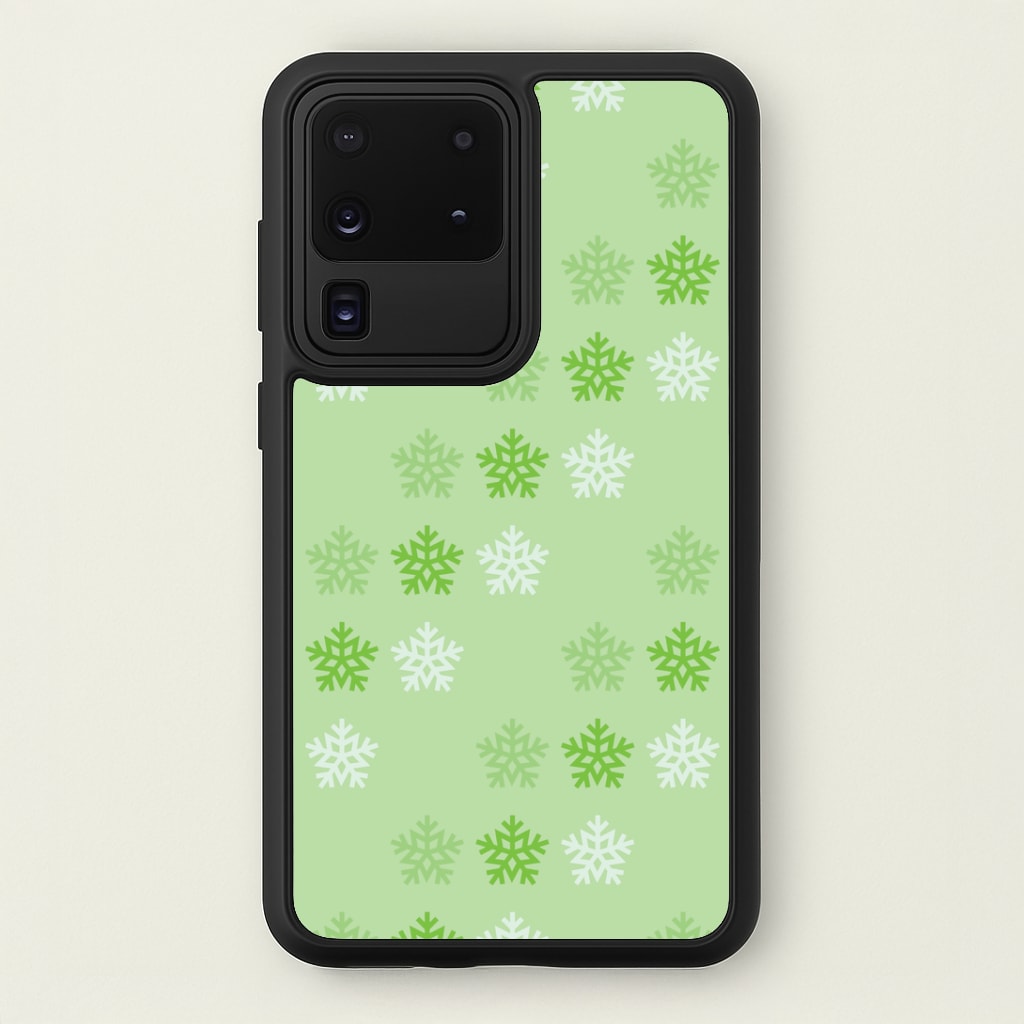 Green Slowflakes Christmas Pattern Galaxy S20 Ultra Case