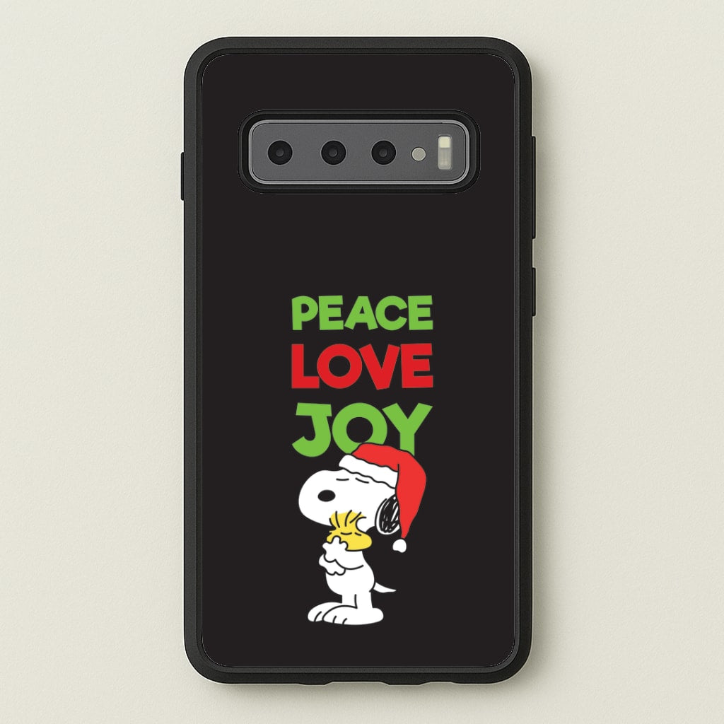 Peace, Love, Joy Christmas Cartoon Beagle Galaxy S10 Plus Case