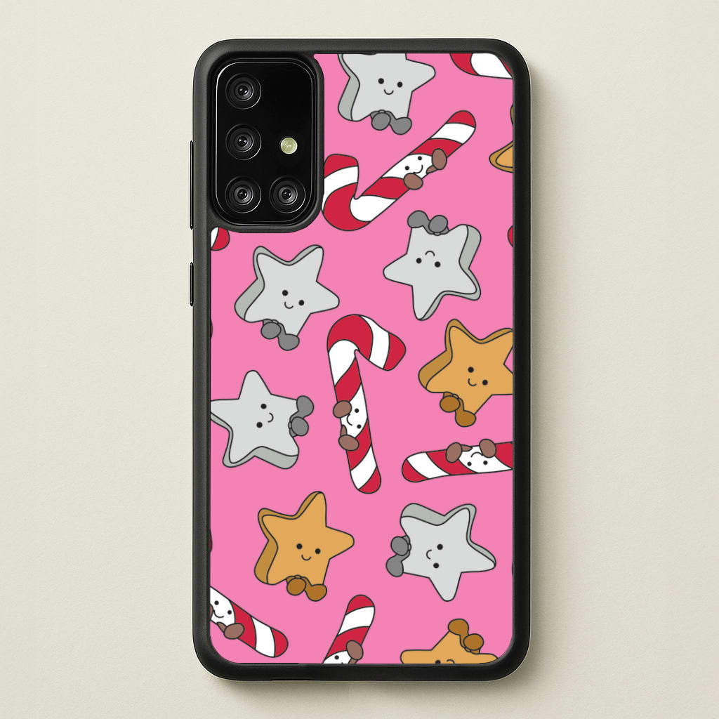 Pink Christmas Plushies Pattern Galaxy A71 Case