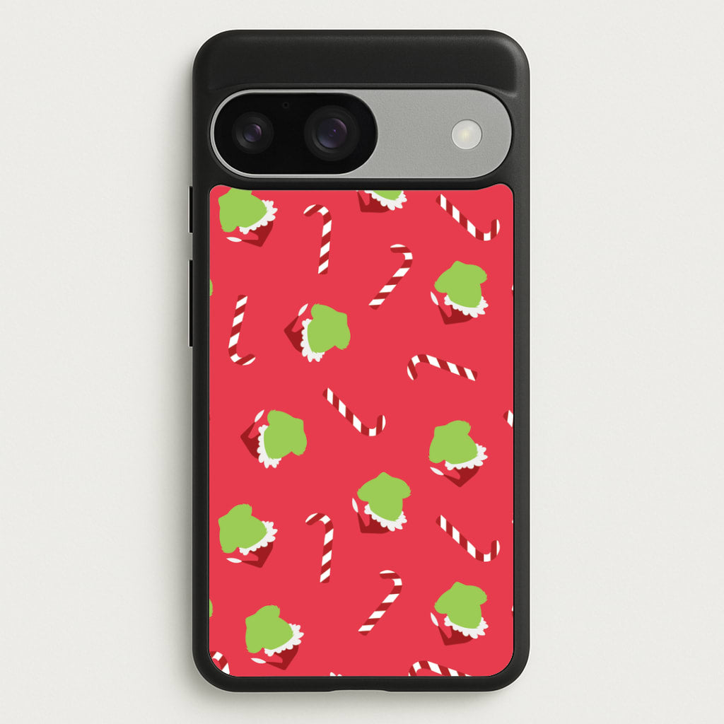Green Creature And Candy Canes Pattern Google Pixel 9 / 9 Pro Case