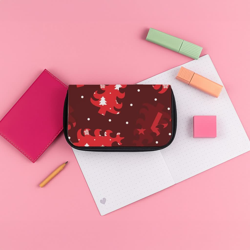 Wrapping Paper Christmas Tree Pattern Pencil Case