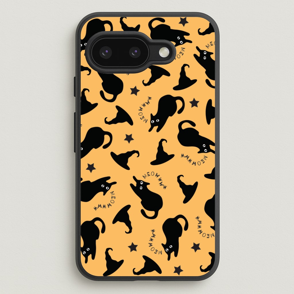 Black Cat And Hats Pattern Google Pixel 9a Case