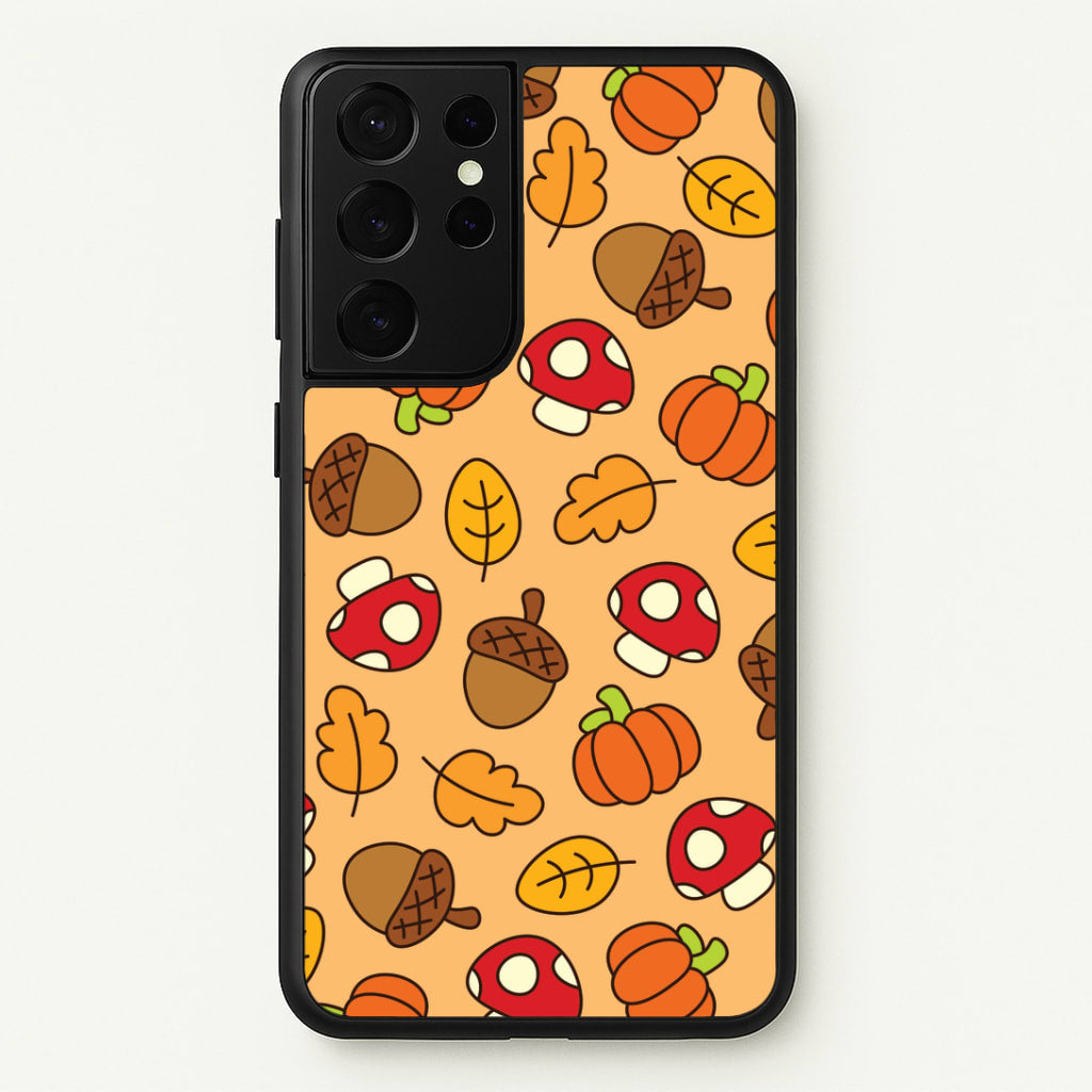 Cartoon Autumn Icons Pattern Galaxy S21 Ultra Case