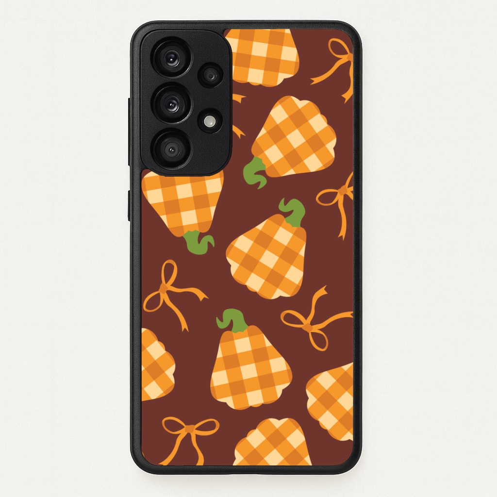 Tartan Pumpkins And Bows Pattern Galaxy A53 Case