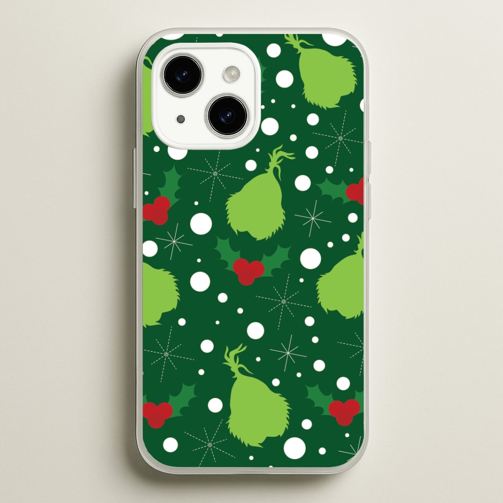 Green Creature Christmas Pattern iPhone 14 Plus Case