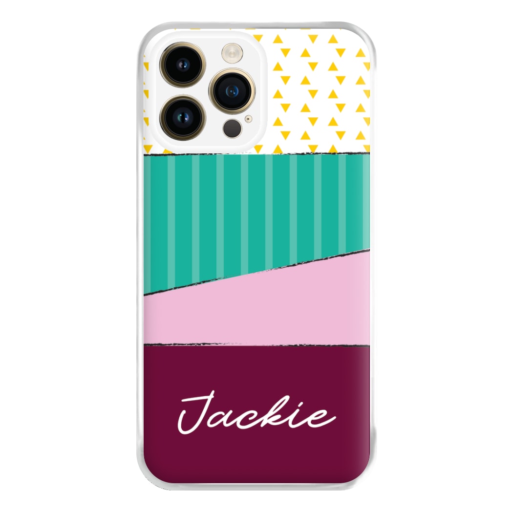 Geometric Patterns Personalised Name iPhone 14 Pro Max Case