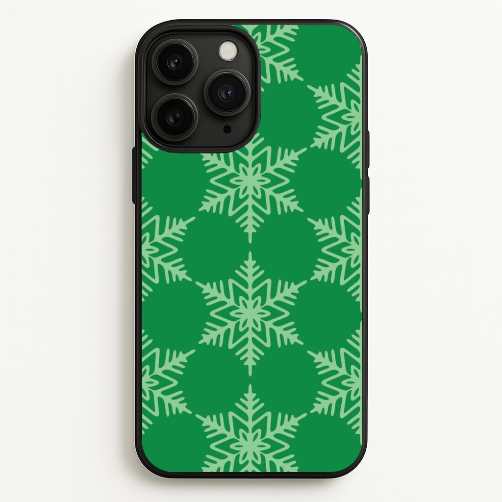 Green Giant Snowflakes Christmas Pattern iPhone 11 Pro Max Case