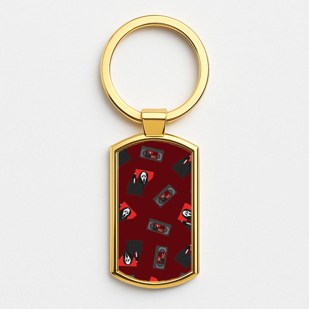 VHS & Ghostface Pattern Gold Keyring